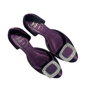 Roger Vivier Women’s Elegant Purple Chips Strass D’Orsay Flats Size 38 EU